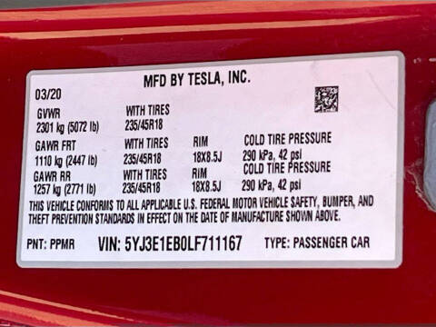 2020 Tesla Model 3 Long Range