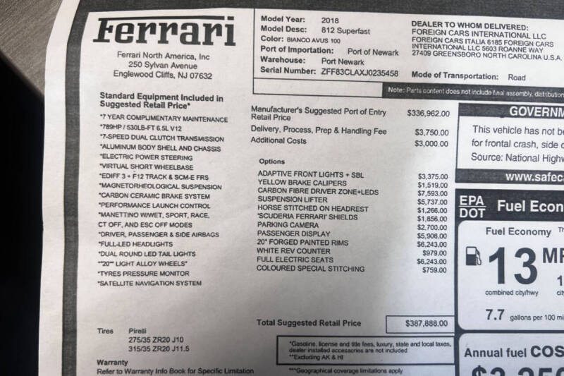 2018 Ferrari 812 Superfast