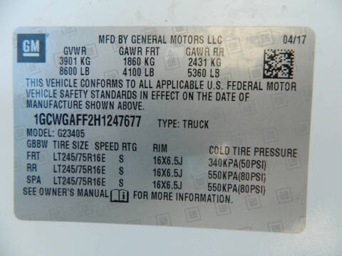 2017 Chevrolet Express 2500