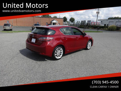 2012 Lexus CT 200h for sale at United Motors in Fredericksburg VA