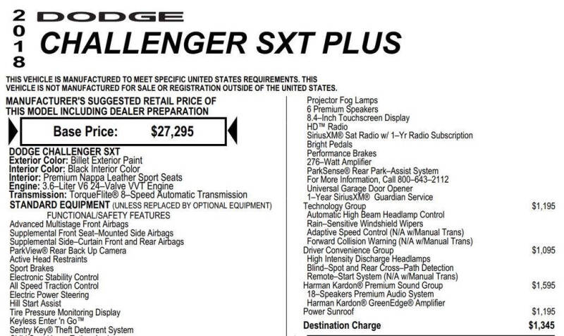 2018 Dodge Challenger SXT