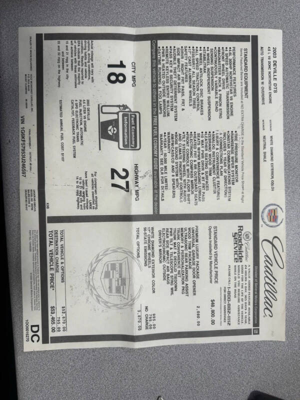 2003 Cadillac DeVille DTS