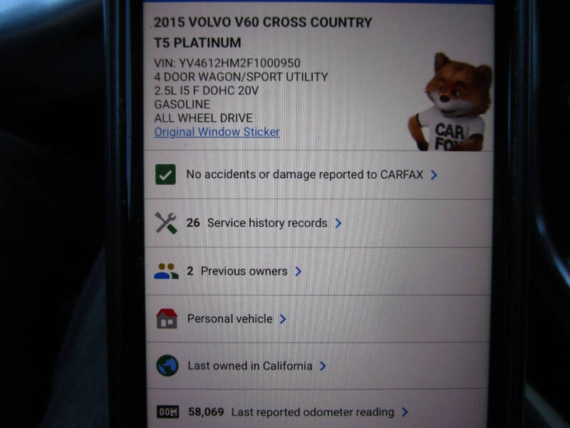 2015 Volvo V60 Cross Country T5 Platinum