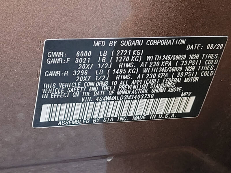 2021 Subaru Ascent Limited 8-Passenger