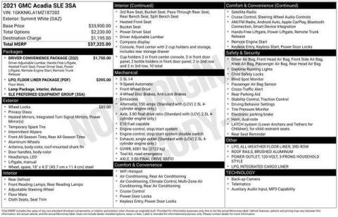 2021 GMC Acadia SLE