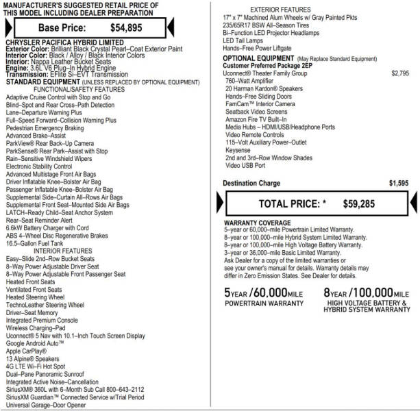 2023 Chrysler Pacifica Plug-In Hybrid Limited