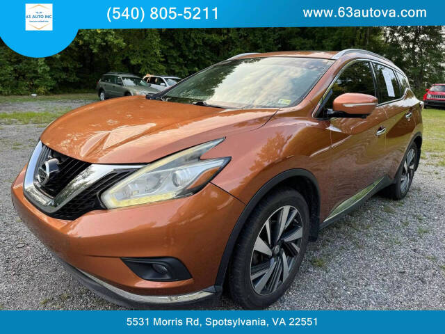 2015 Nissan Murano for sale at 63 Auto Inc in Spotsylvania, VA