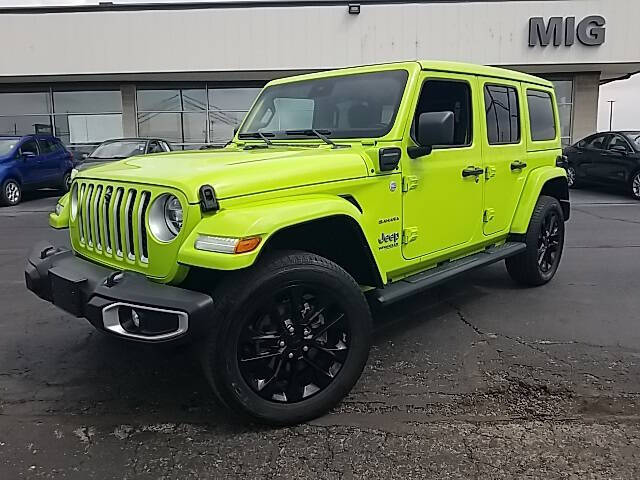Used 2021 Jeep Wrangler Unlimited Sahara 4XE with VIN 1C4JJXP61MW784082 for sale in Bellefontaine, OH