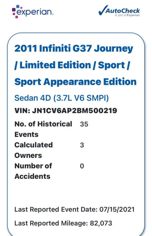 2011 Infiniti G37 Sedan Sport Appearance Edition