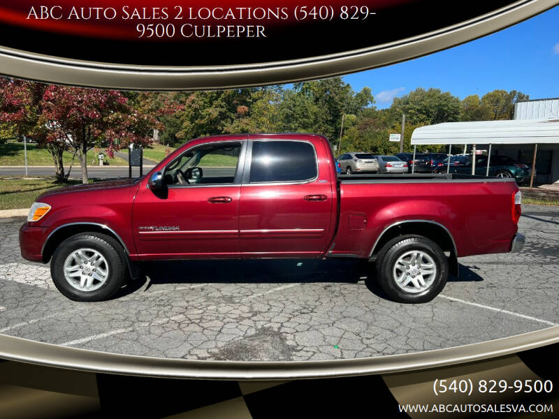 2005 Toyota Tundra for sale at ABC Auto Sales 2 locations (540) 829-9500 Culpeper - Barboursville Location in Barboursville VA