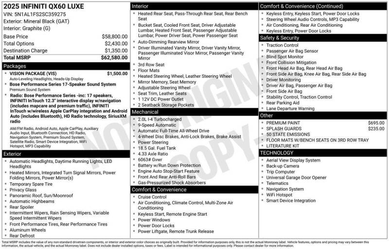 2025 Infiniti QX60 Luxe