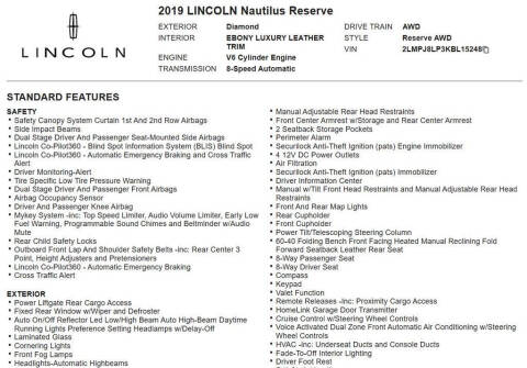 2019 Lincoln Nautilus Reserve