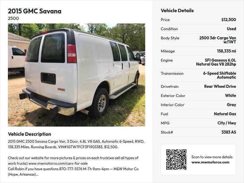 2015 GMC Savana 2500