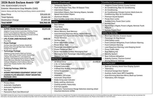 2026 Buick Enclave Avenir