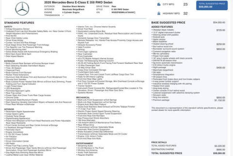 2020 Mercedes-Benz E-Class E 350