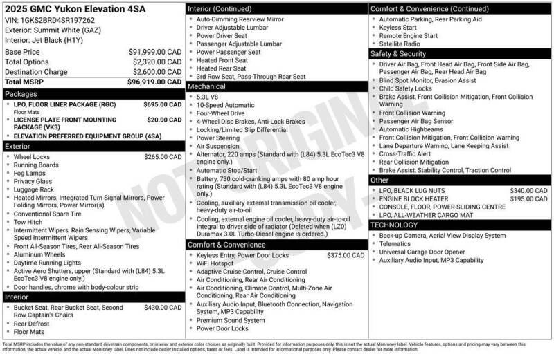 2025 GMC Yukon Elevation