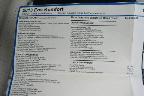 2013 Volkswagen Eos Komfort SULEV