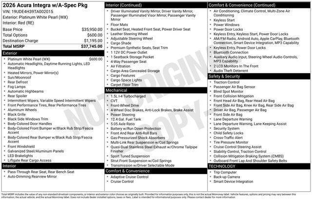 2026 Acura Integra w/A-SPEC