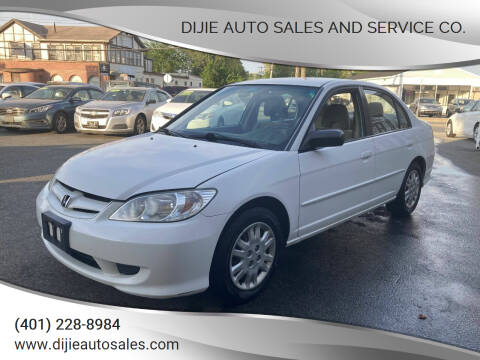 2004 Honda Civic for sale at Dijie Auto Sales and Service Co. in Johnston RI