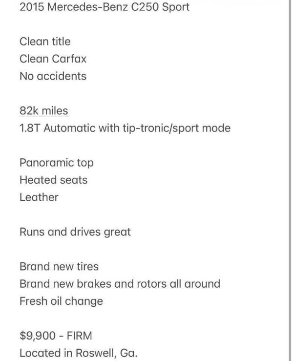 2015 Mercedes-Benz C-Class C 250