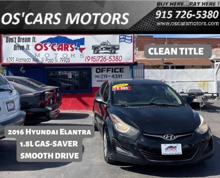 2016 Hyundai Elantra for sale at Os'Cars Motors in El Paso TX