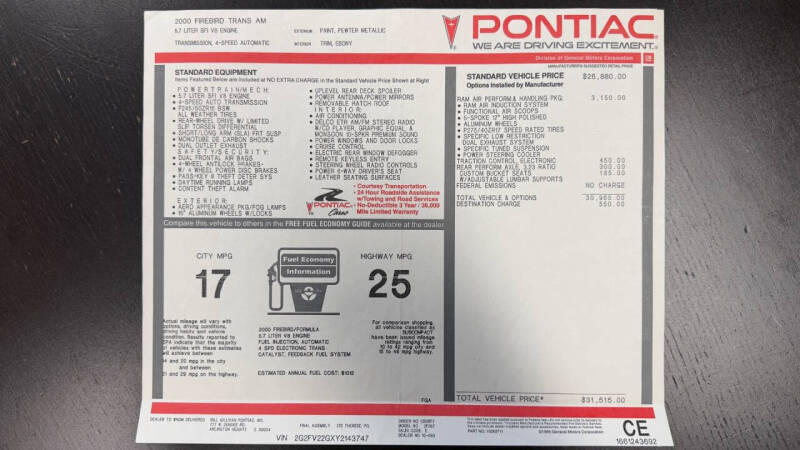 2000 Pontiac Firebird Trans Am