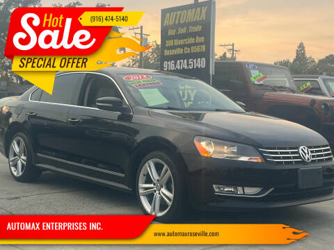 2013 Volkswagen Passat for sale at AUTOMAX ENTERPRISES INC. in Roseville CA
