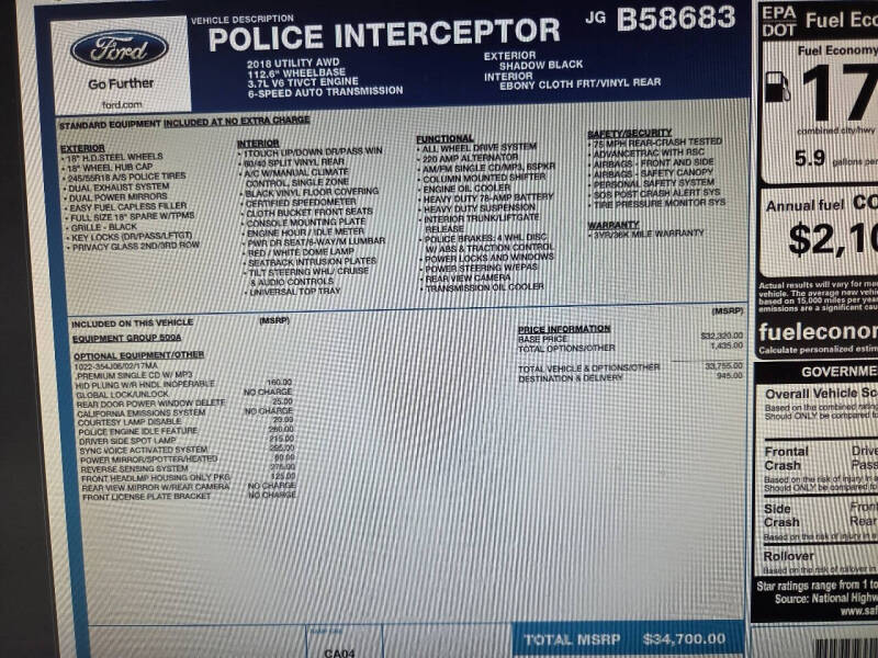 2018 Ford Explorer Police Interceptor Utility