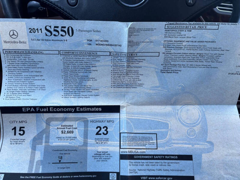 2011 Mercedes-Benz S-Class S 550