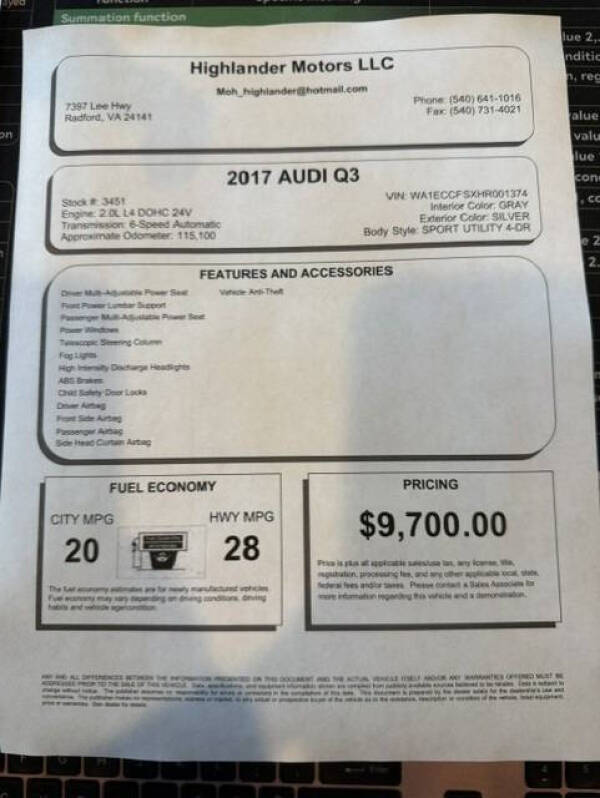 2017 Audi Q3 2.0T quattro Premium
