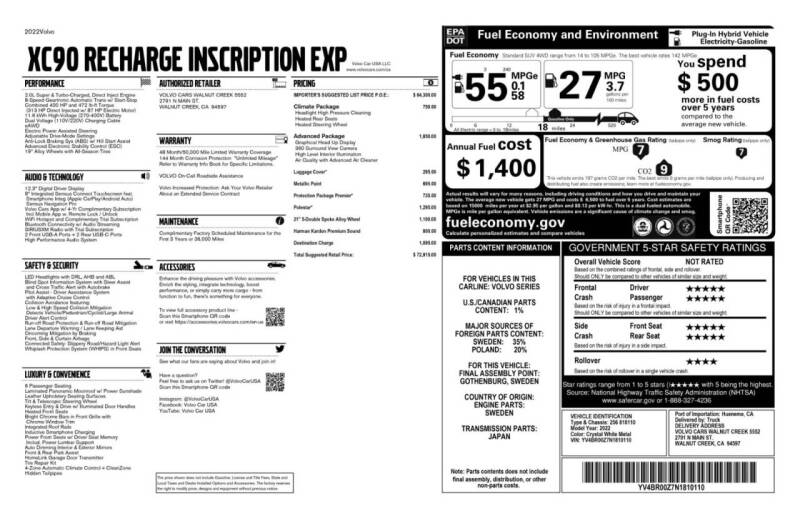 2022 Volvo XC90 Recharge T8 Inscription Expression 6P
