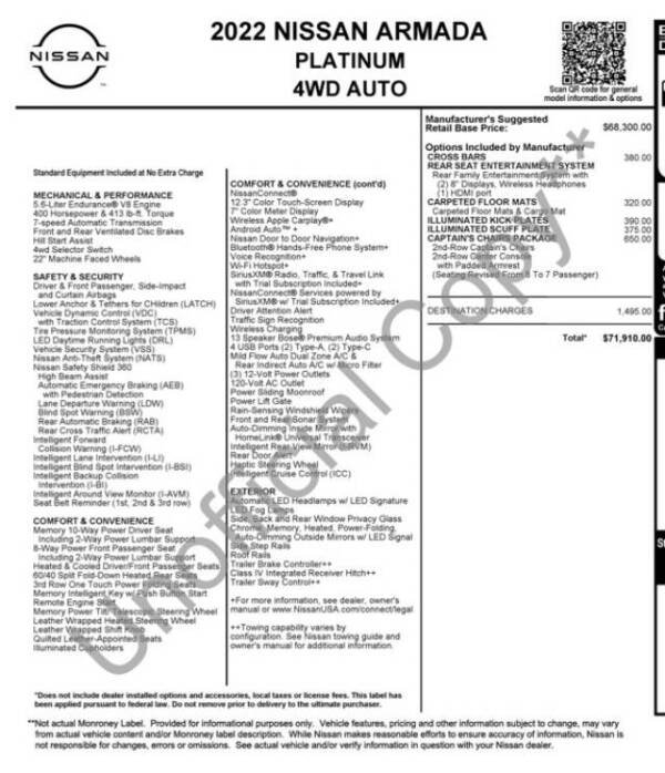 2022 Nissan Armada Platinum