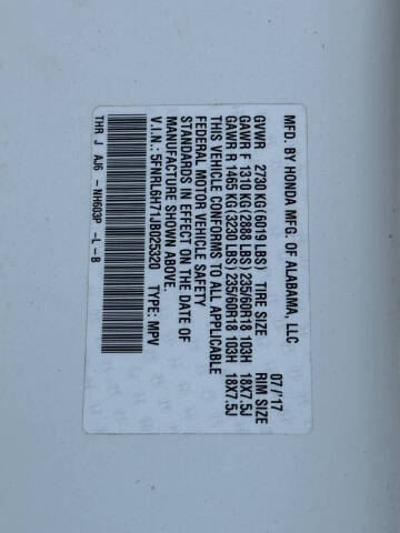 2018 Honda Odyssey EX-L w/Navi w/RES