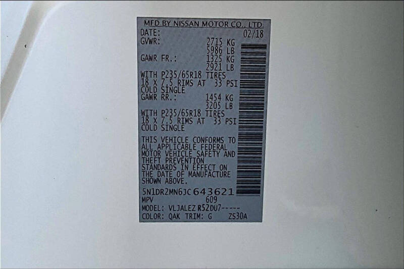 2018 Nissan Pathfinder SV