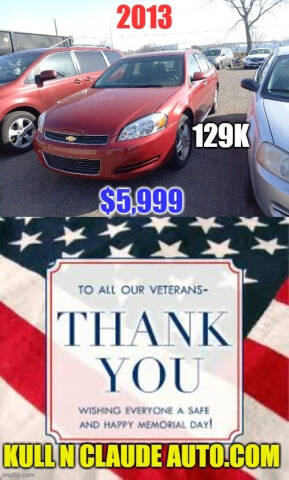 2013 Chevrolet Impala for sale at Kull N Claude Auto Sales in Saint Cloud MN