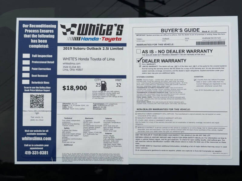2019 Subaru Outback 2.5i Limited