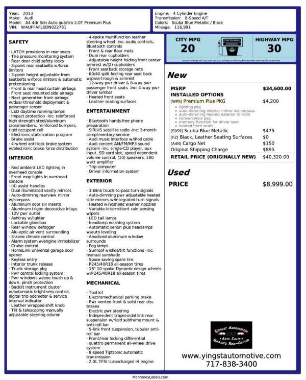 2013 Audi A4 2.0T quattro Premium Plus