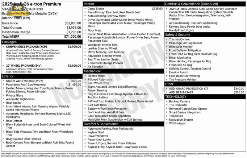 2025 Audi Q6 e-tron Premium