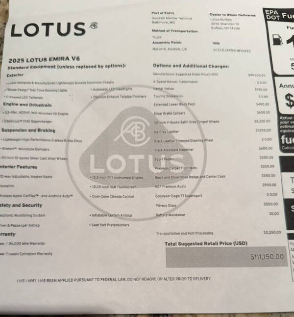 2025 Lotus Emira V6 Base