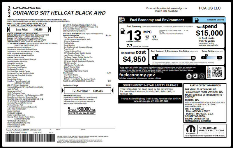 2024 Dodge Durango SRT Hellcat Premium
