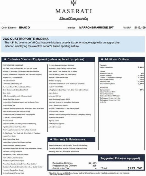 2022 Maserati Quattroporte Modena