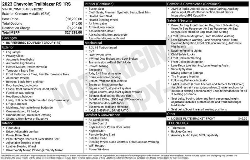 2023 Chevrolet TrailBlazer RS