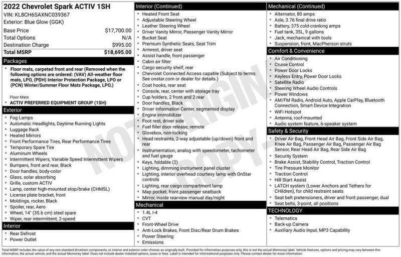 2022 Chevrolet Spark ACTIV CVT