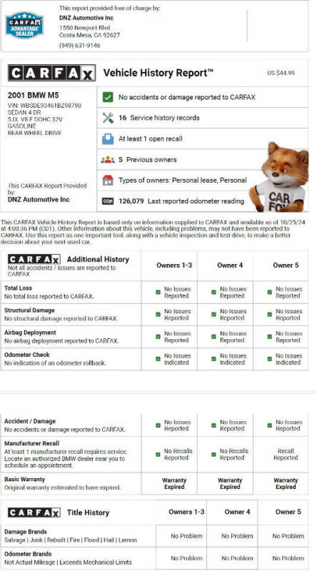 2001 BMW M5