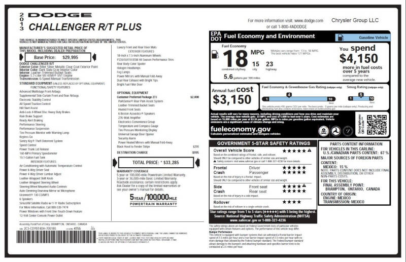 2013 Dodge Challenger R/T Plus
