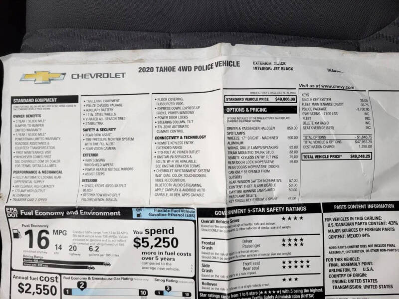 2020 Chevrolet Tahoe Police
