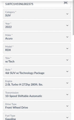 2022 Acura RDX w/Tech