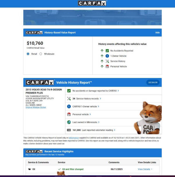 2015 Volvo XC60 T6 R-Design Premier Plus