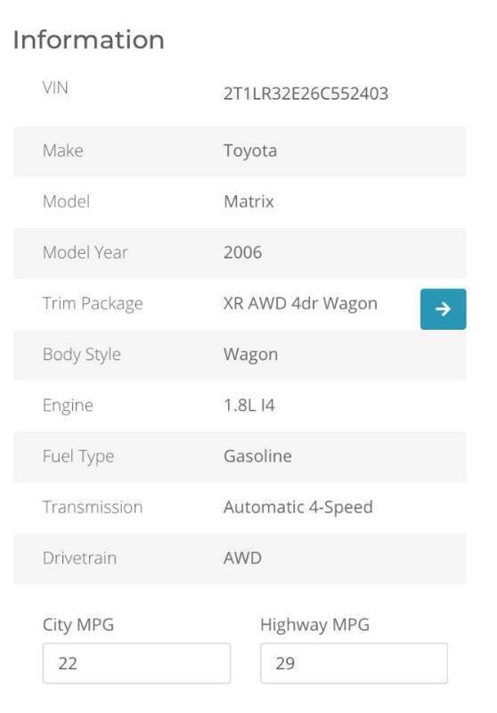 2006 Toyota Matrix XR