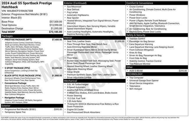 2024 Audi S5 Sportback 3.0T quattro Prestige